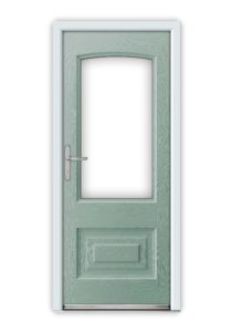 green door with window