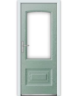 green door with window
